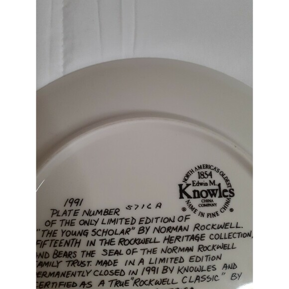 Vintage Norman Rockwell Collector Plate "The Young Scholar " 1991 By Knowles - Picture 3 of 3